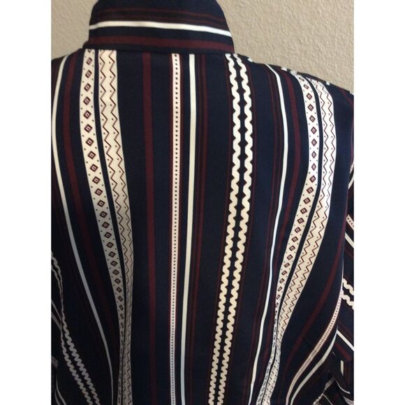 Vintage Size 10 Womens Button Front Striped Lined Blouse - Picture 6 of 9